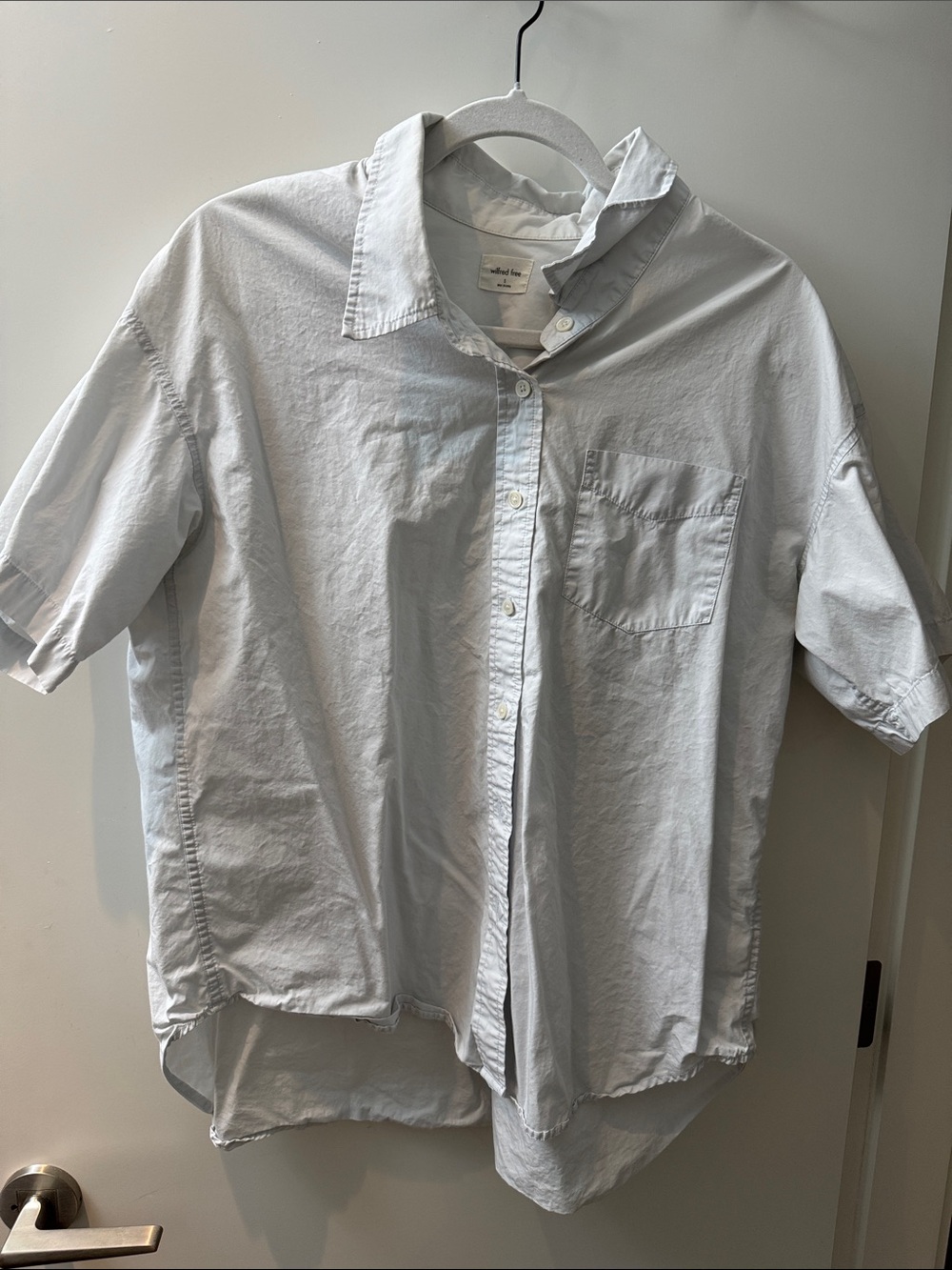 Wilfred Free Light Blue Short-Sleeve Boxy Button-Up sz S